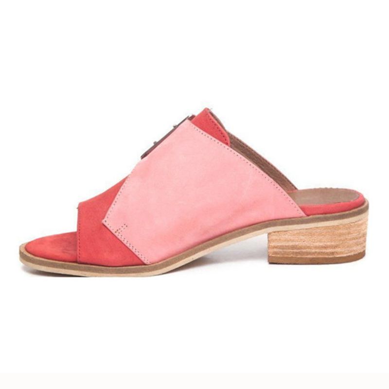 Sandalias De Cuña De Primavera Verano Con Punta Abierta Y Hebilla De Costura De Color De Talla Grande Para Mujer