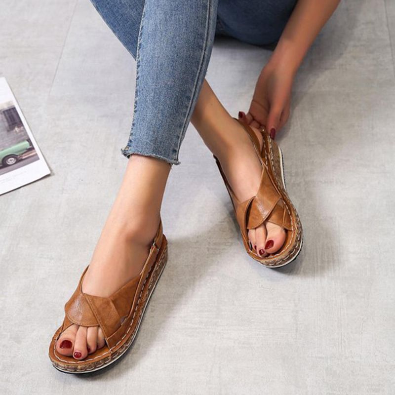 Sandalias De Cuña De Verano Sólidas Cómodas Y Resistentes A Los Resbalones De Gran Tamaño Para Mujer