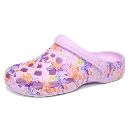 Sandalias De Diapositivas Huecas Antideslizantes Impermeables Florales De Mariposa Para Mujer