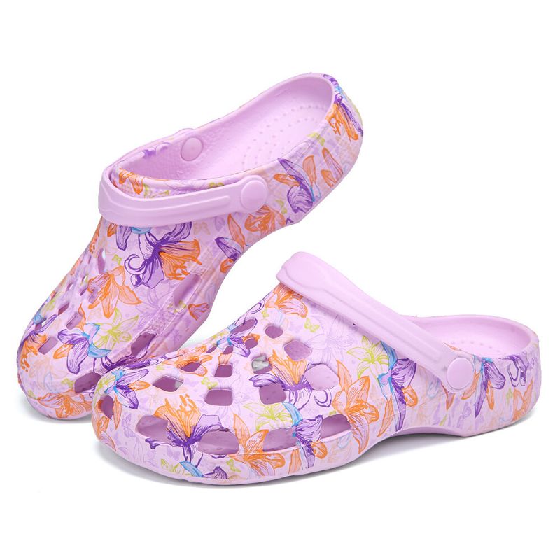 Sandalias De Diapositivas Huecas Antideslizantes Impermeables Florales De Mariposa Para Mujer