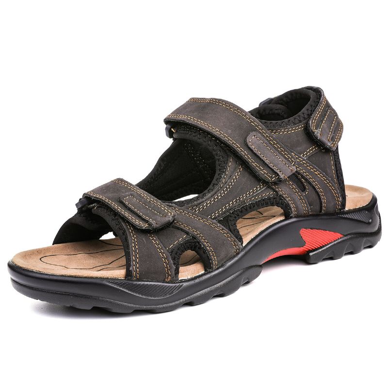 Sandalias De Exterior De Suela Suave Informal Antideslizantes De Cuero Genuino Para Hombre