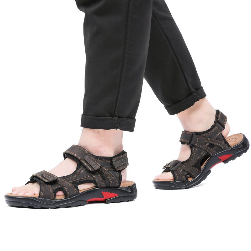 Sandalias De Exterior De Suela Suave Informal Antideslizantes De Cuero Genuino Para Hombre