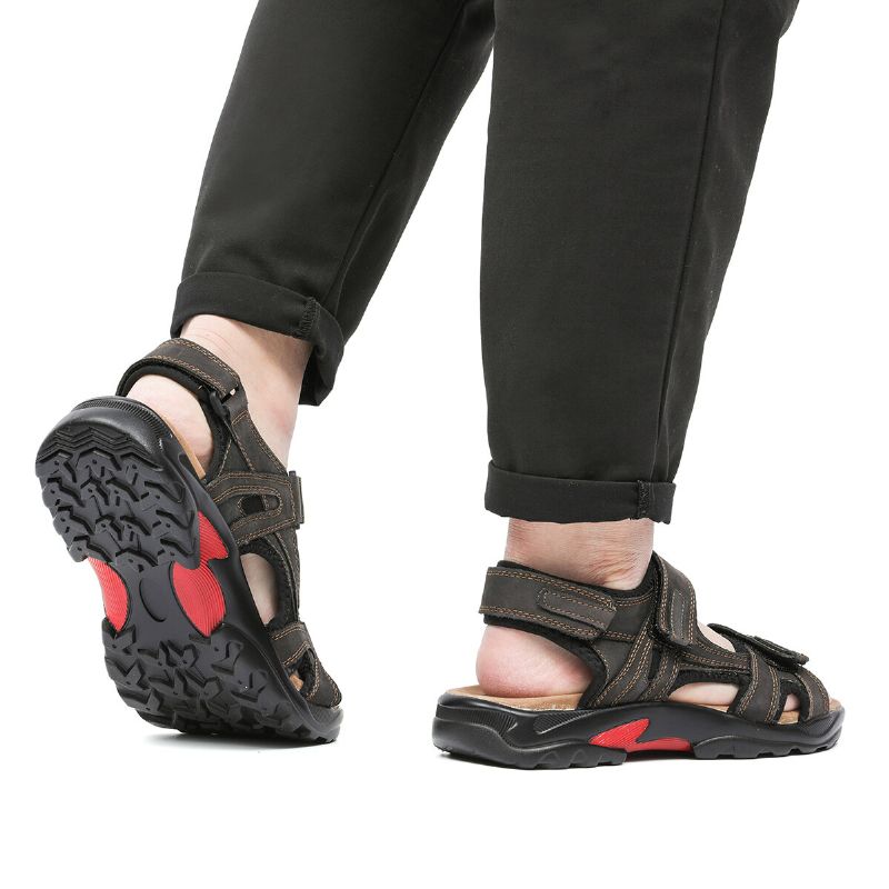 Sandalias De Exterior De Suela Suave Informal Antideslizantes De Cuero Genuino Para Hombre