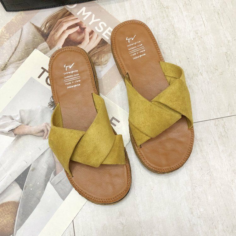 Sandalias De Gamuza Casual De Color Sólido Con Parte Inferior Cómoda Para Exteriores Para Mujer