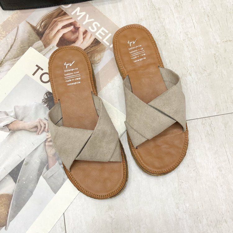 Sandalias De Gamuza Casual De Color Sólido Con Parte Inferior Cómoda Para Exteriores Para Mujer