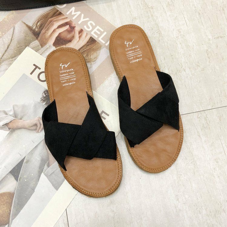 Sandalias De Gamuza Casual De Color Sólido Con Parte Inferior Cómoda Para Exteriores Para Mujer