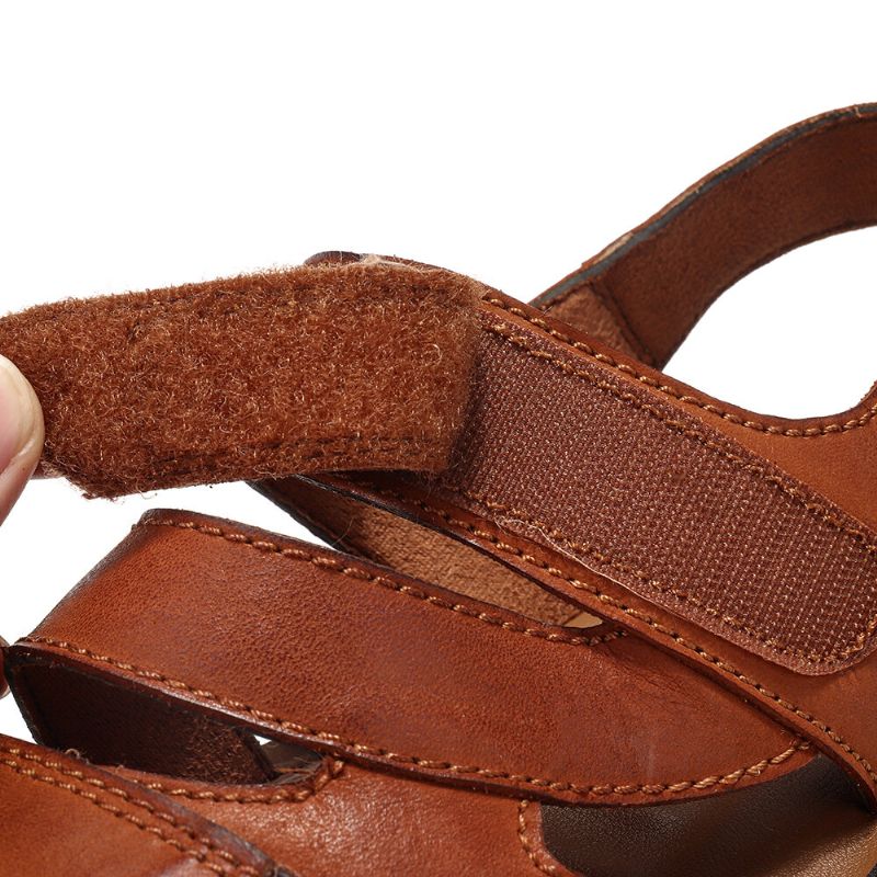 Sandalias De Gancho Y Bucle Antideslizantes Casuales De Cuero De Microfibra Para Hombre