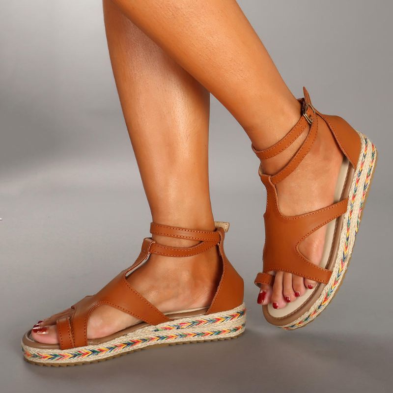 Sandalias De Gladiador Romanas Zapatos De Mujer Con Plataforma De Cuñas De Verano