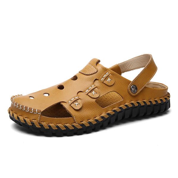 Sandalias De Hebilla De Cuero Suave Para Hombre Sandalias De Playa Transpirables Para Exteriores