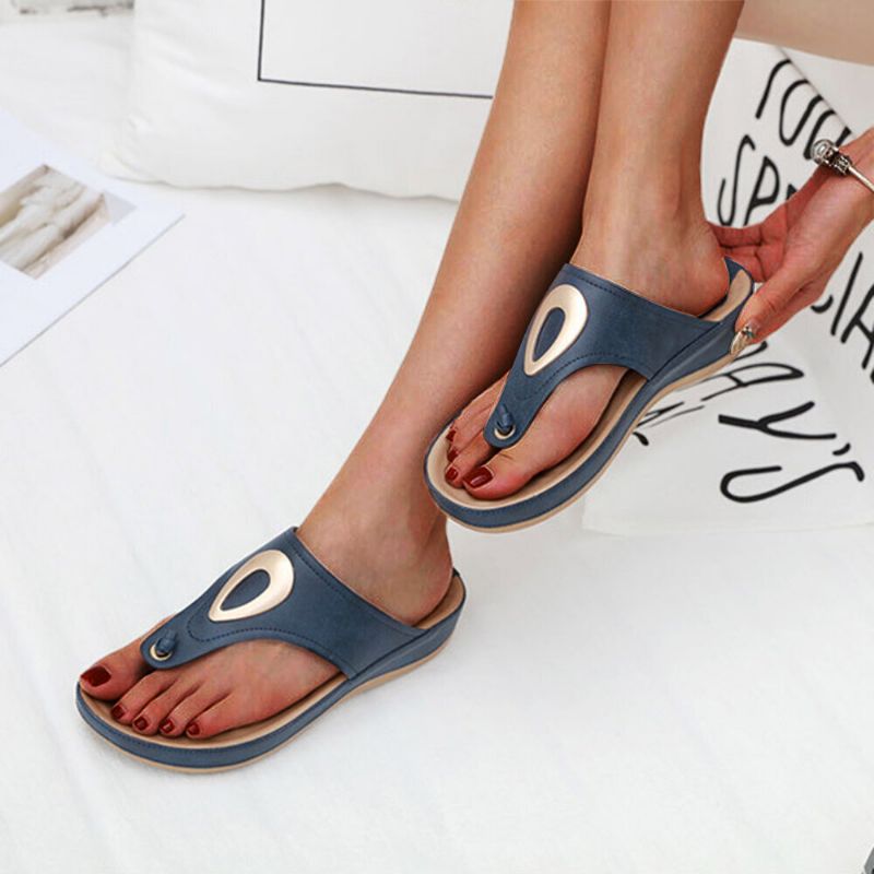 Sandalias Informales Con Chanclas Con Punta De Clip Para Mujer