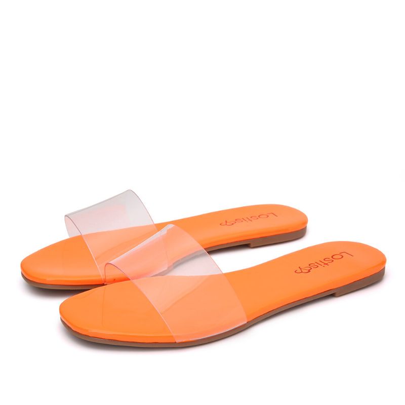 Sandalias Informales Con Correa Transparente De Color Sólido Para Mujer