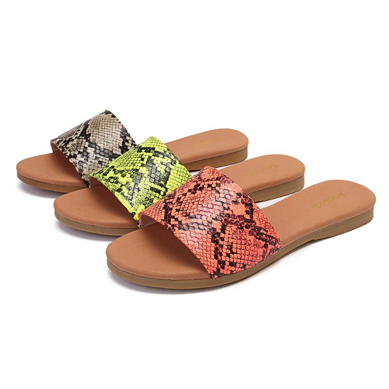 Sandalias Informales Con Diapositivas De Color Fluorescente Para Mujer