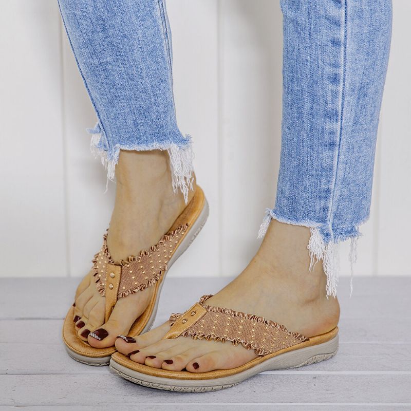 Sandalias Informales Con Volantes Para Mujer