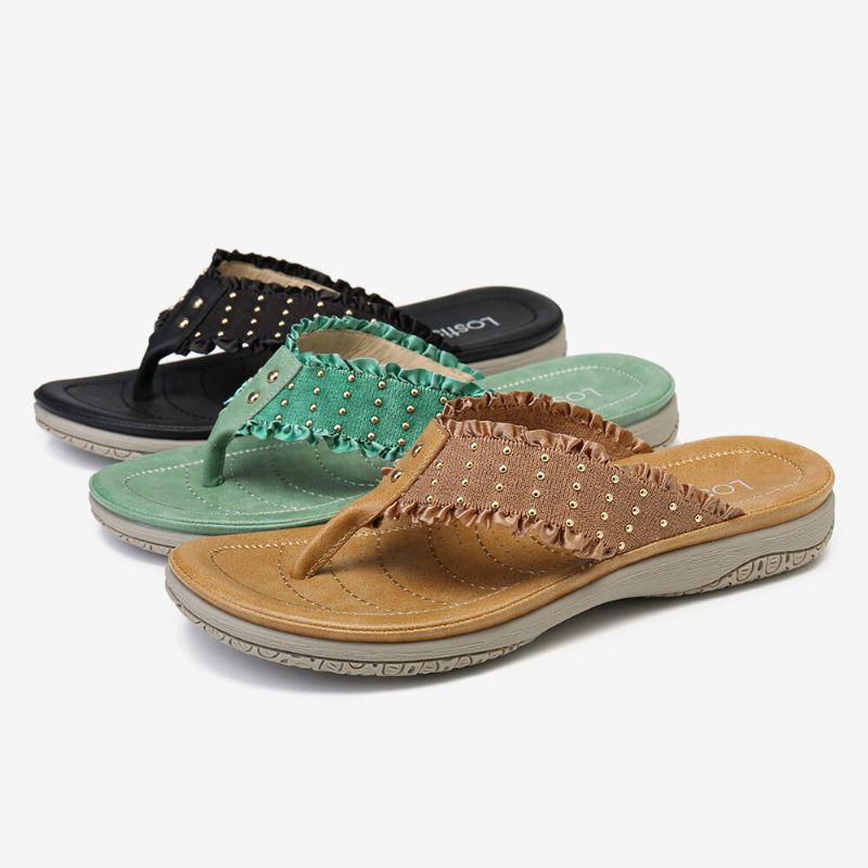 Sandalias Informales Con Volantes Para Mujer