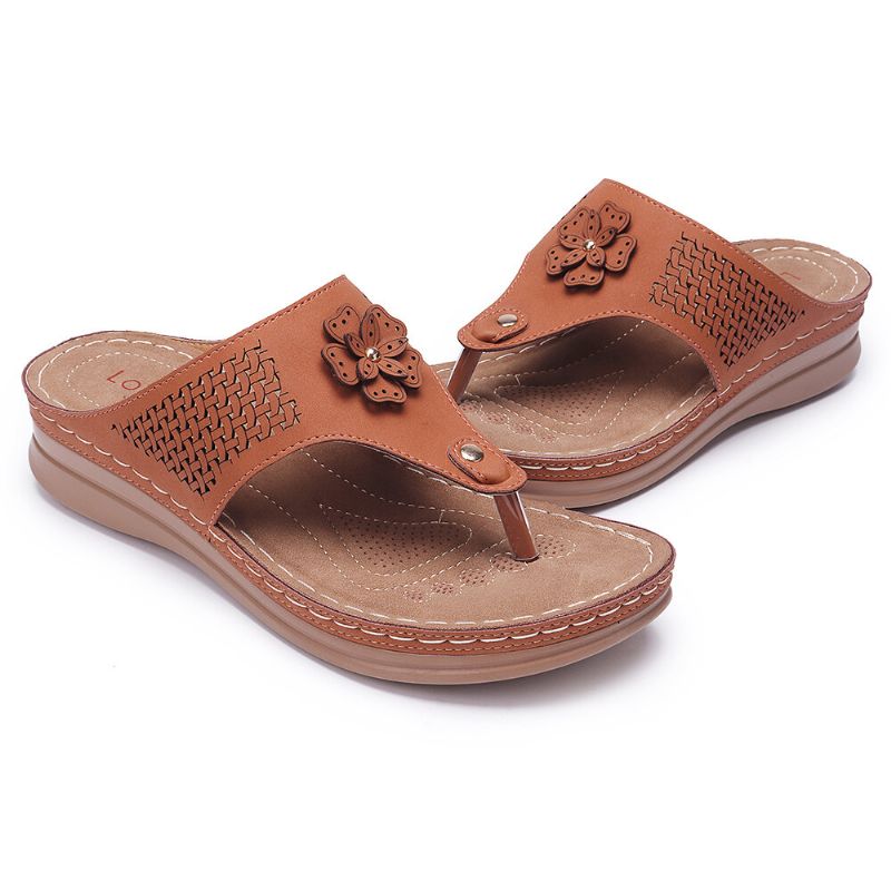 Sandalias Informales De Playa Con Chanclas Ahuecadas Para Mujer