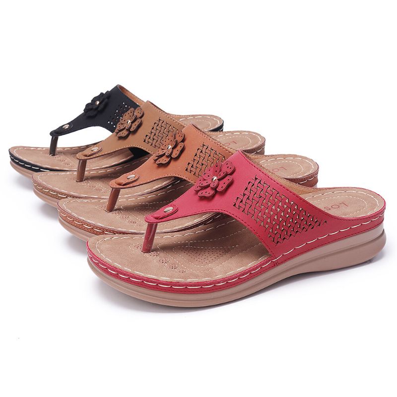 Sandalias Informales De Playa Con Chanclas Ahuecadas Para Mujer