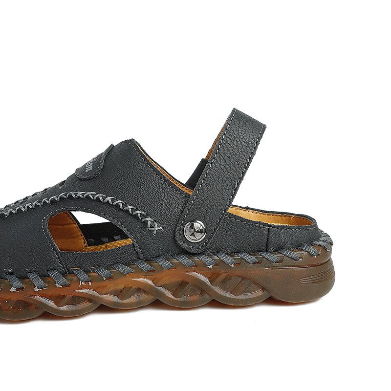 Sandalias Informales Protegidas Con Punta Transpirable Bidireccional Impermeable De Cuero De Microfibra Para Hombre