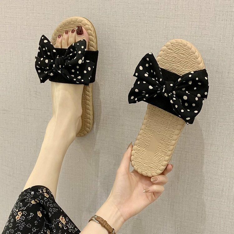 Sandalias De Mujer Tejidas Con Decoración De Lunares