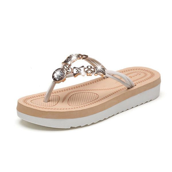 Sandalias Planas Cómodas Con Punta De Clip Casual De Playa De Verano Para Mujer