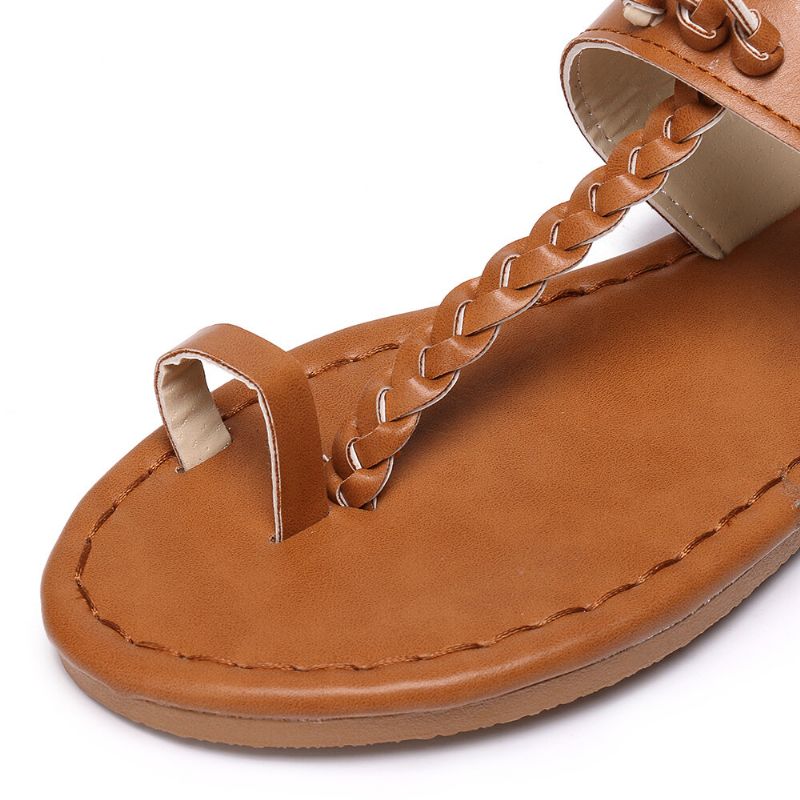 Sandalias Planas Con Chanclas Trenzadas Retro De Verano Para Mujer