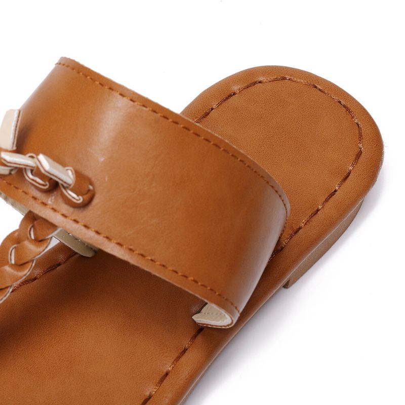 Sandalias Planas Con Chanclas Trenzadas Retro De Verano Para Mujer