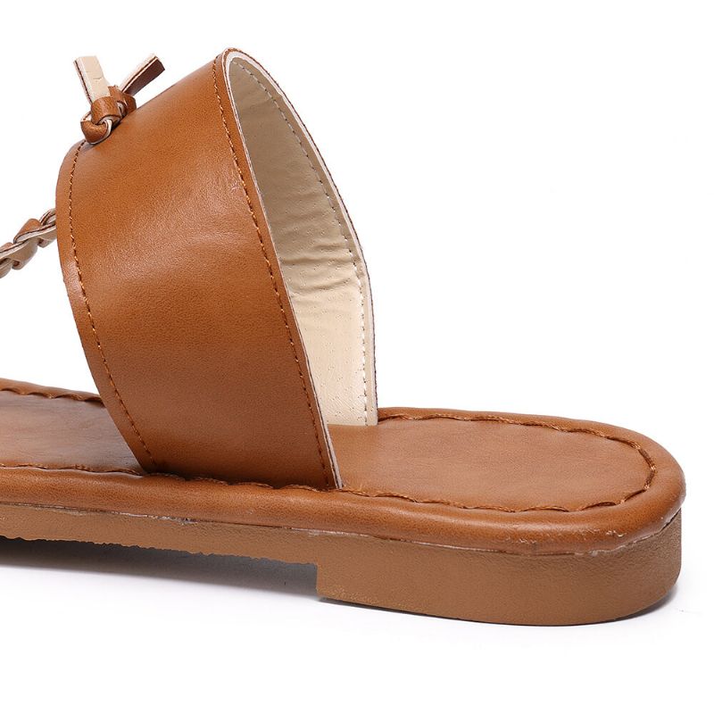 Sandalias Planas Con Chanclas Trenzadas Retro De Verano Para Mujer