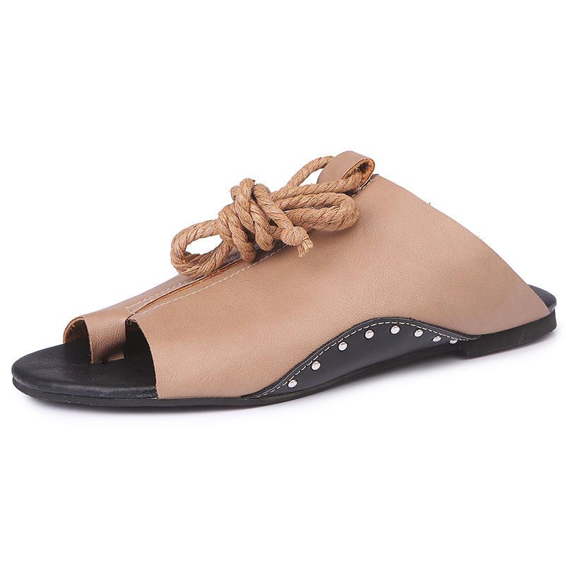 Sandalias Planas Flip Flop Con Cordones Zapatos Casuales Cómodos