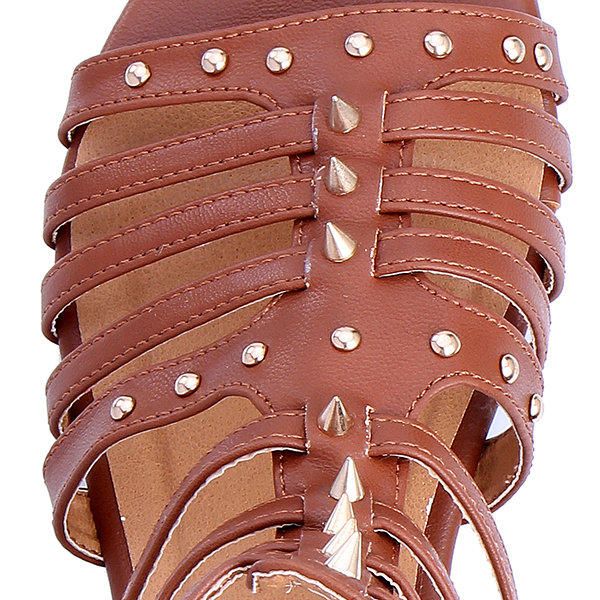 Sandalias Planas De Gladiador Con Tachuelas Para Mujer