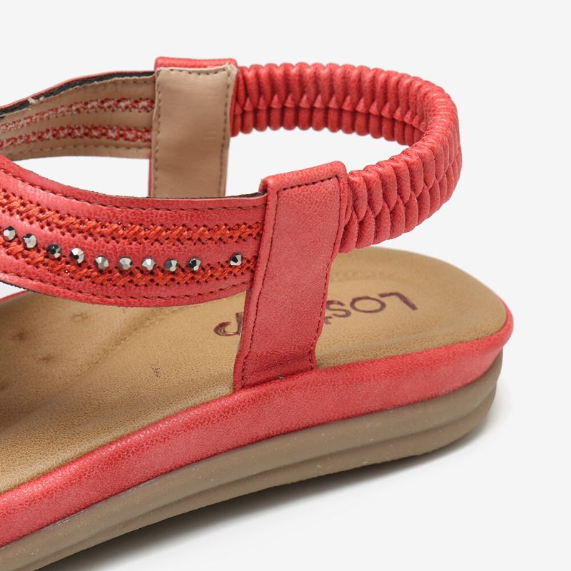 Sandalias Planas Informales Cómodas De Verano Con Banda Elástica Con Diamantes De Imitación Y Chanclas Para Mujer