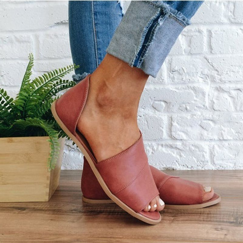 Sandalias Planas Informales Peep Toe Transpirables Cómodas Para Mujer