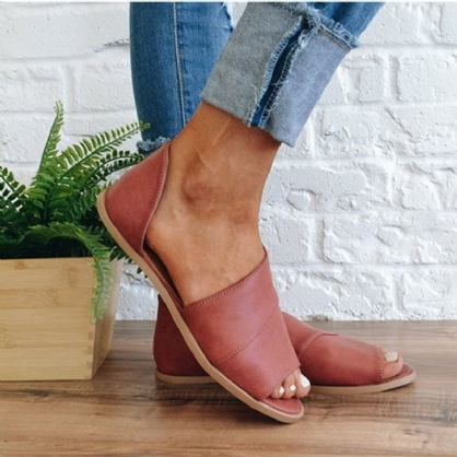 Sandalias Planas Informales Peep Toe Transpirables Cómodas Para Mujer