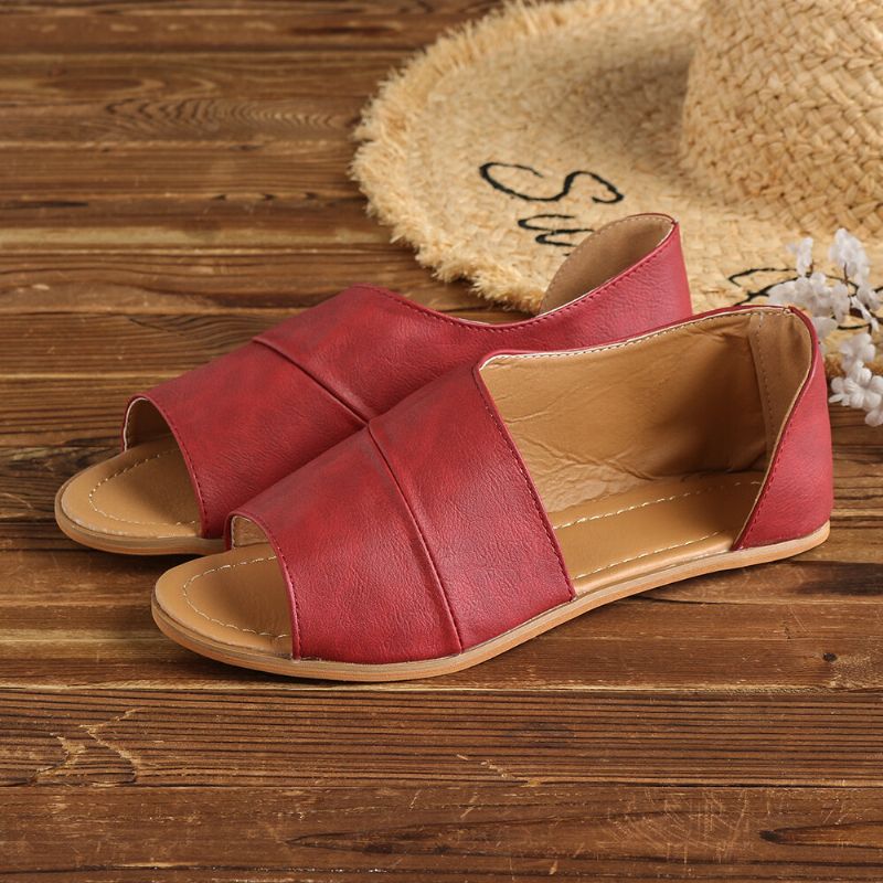 Sandalias Planas Informales Peep Toe Transpirables Cómodas Para Mujer