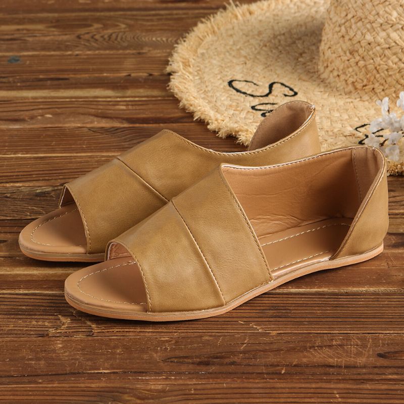 Sandalias Planas Informales Peep Toe Transpirables Cómodas Para Mujer