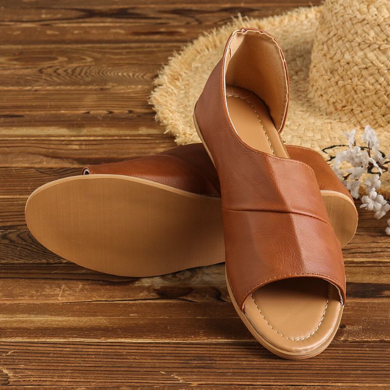 Sandalias Planas Informales Peep Toe Transpirables Cómodas Para Mujer