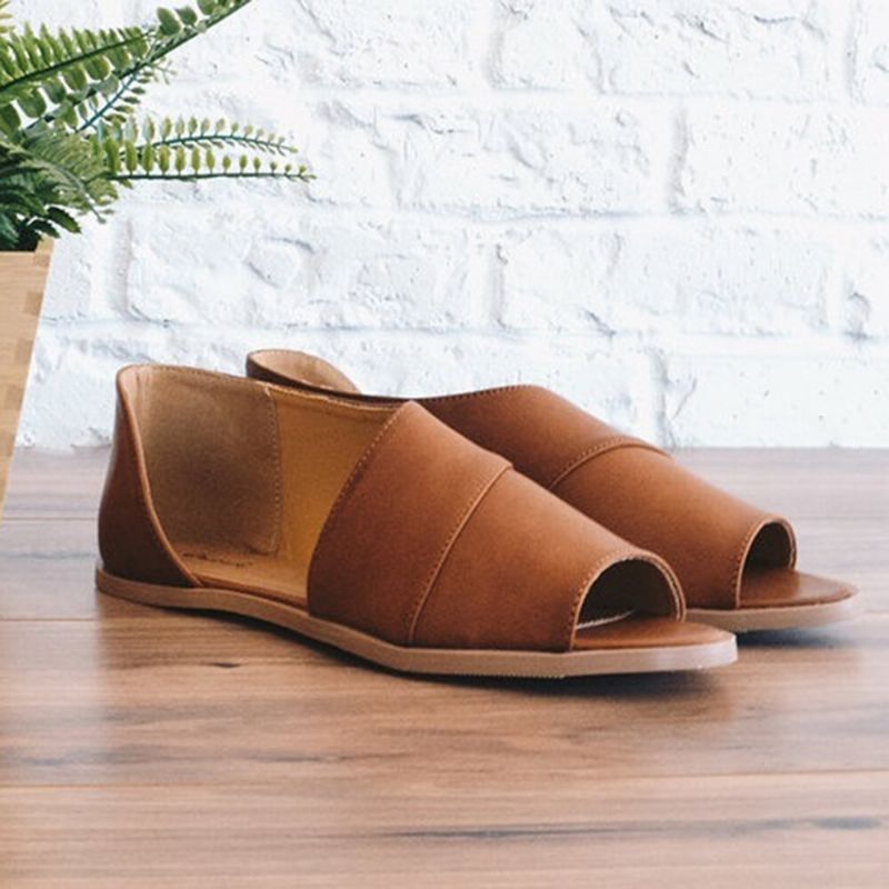 Sandalias Planas Informales Peep Toe Transpirables Cómodas Para Mujer