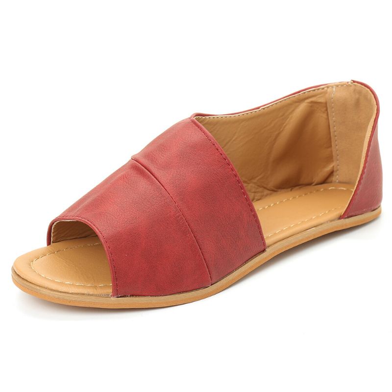 Sandalias Planas Informales Peep Toe Transpirables Cómodas Para Mujer