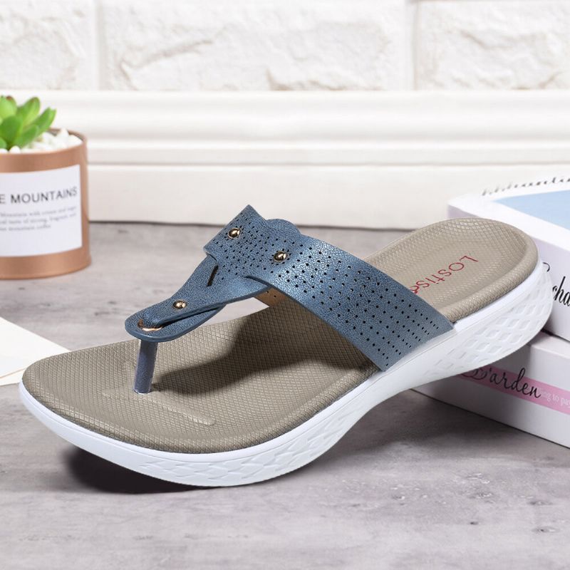 Sandalias Planas Informales De Playa De Verano Con Remaches Y Chanclas Para Mujer