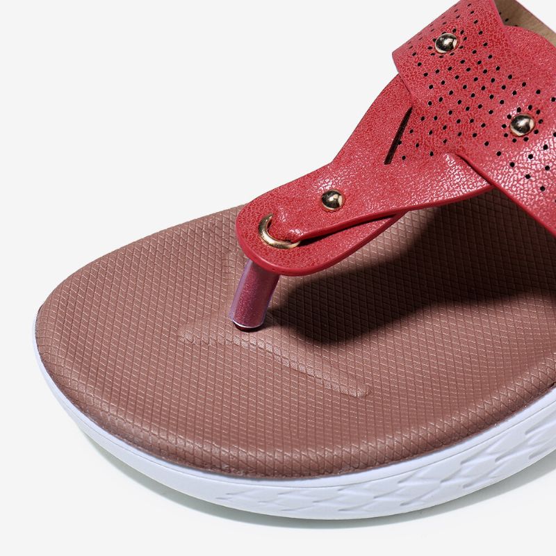 Sandalias Planas Informales De Playa De Verano Con Remaches Y Chanclas Para Mujer