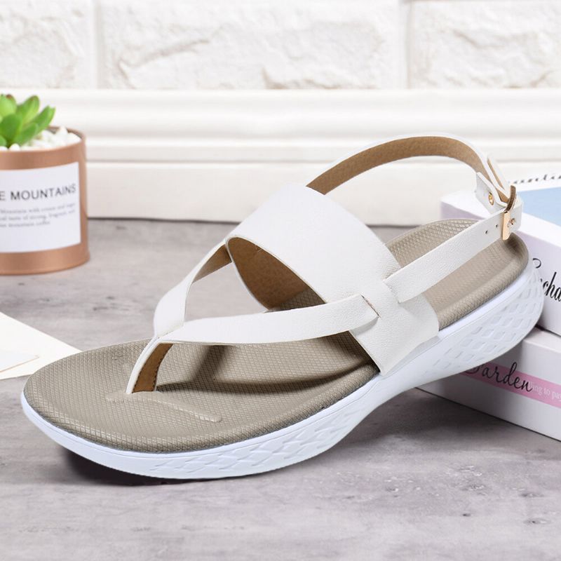 Sandalias Planas Informales De Suela Suave Con Hebilla Trasera Y Chanclas Para Mujer