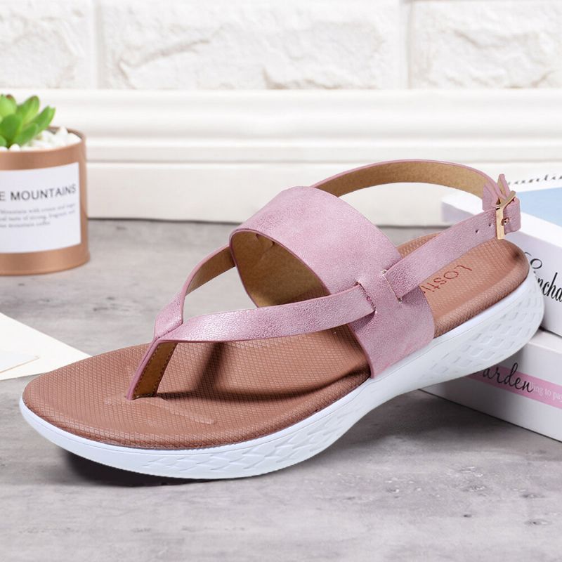 Sandalias Planas Informales De Suela Suave Con Hebilla Trasera Y Chanclas Para Mujer