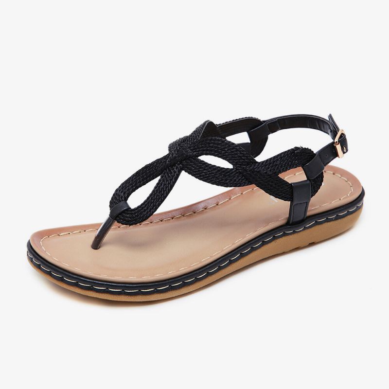 Sandalias Planas De Playa De Verano Informal Con Suela Suave Y Hebilla Con Punta De Clip Para Mujer