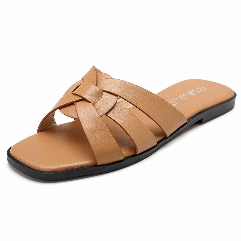 Sandalias Planas De Tejido Casual Para Mujer