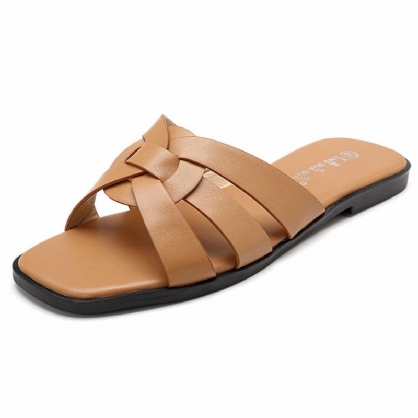 Sandalias Planas De Tejido Casual Para Mujer