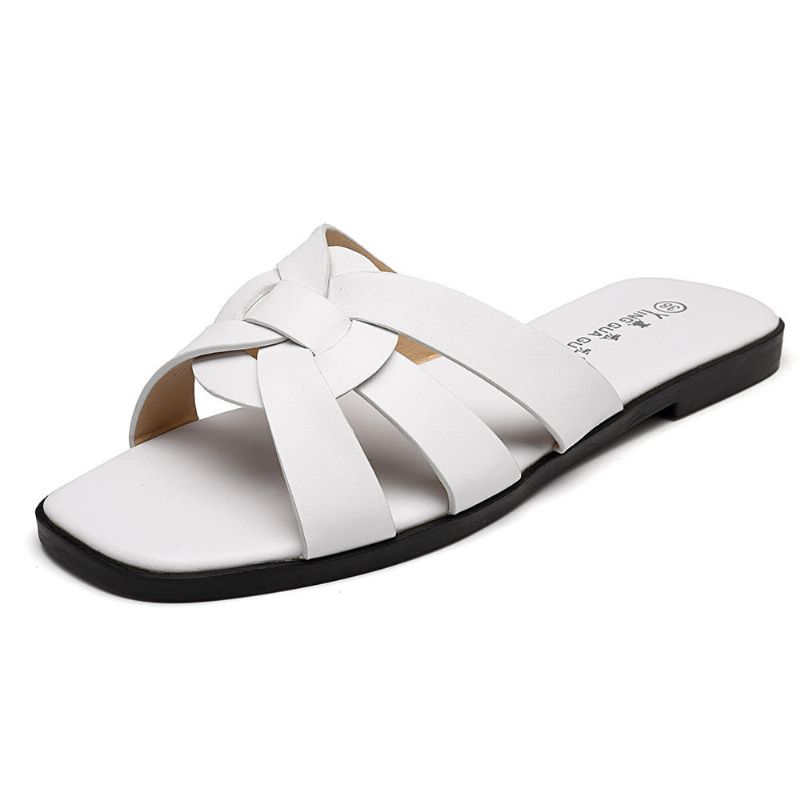 Sandalias Planas De Tejido Casual Para Mujer