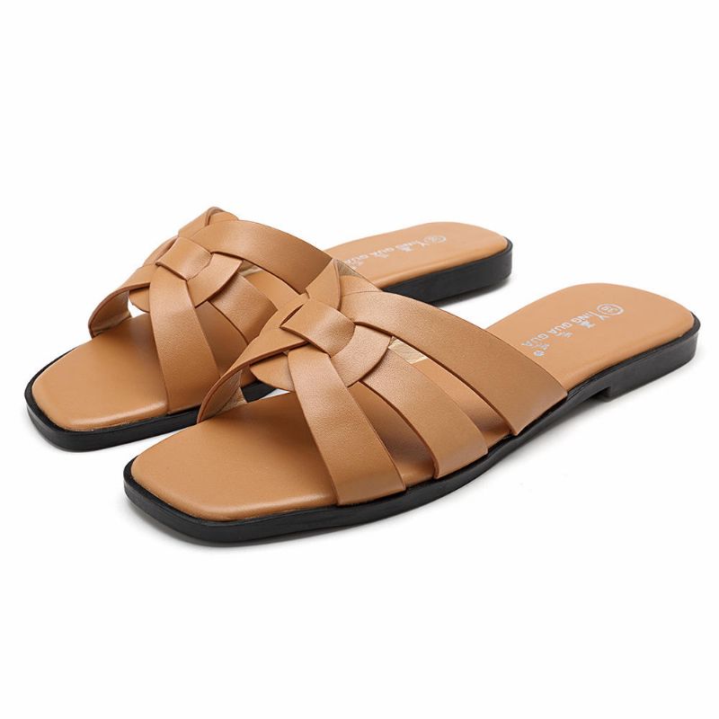 Sandalias Planas De Tejido Casual Para Mujer