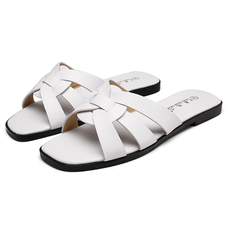 Sandalias Planas De Tejido Casual Para Mujer