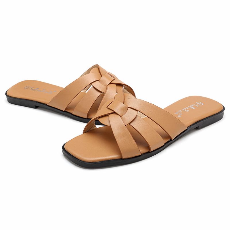 Sandalias Planas De Tejido Casual Para Mujer