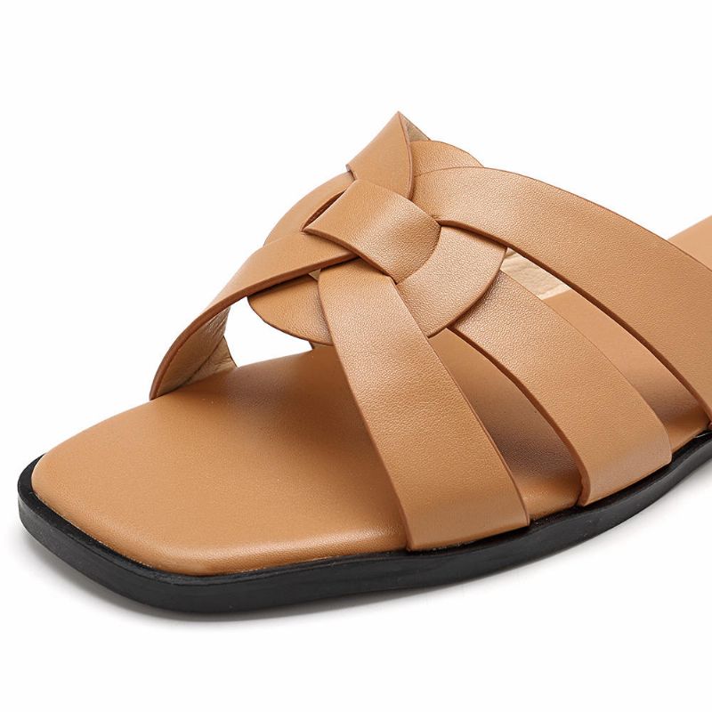 Sandalias Planas De Tejido Casual Para Mujer