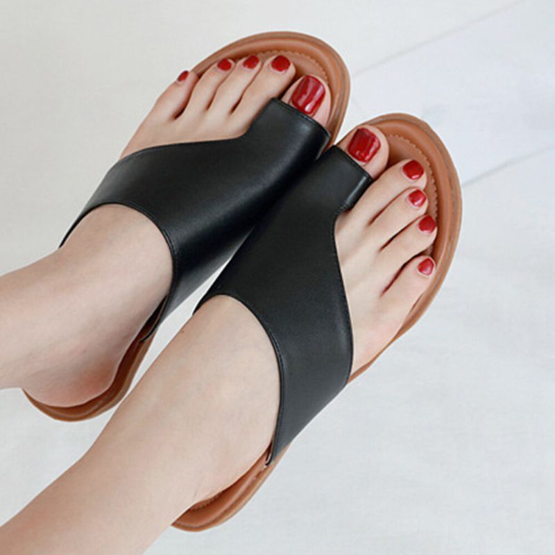 Sandalias Planas De Verano Casuales De Color Puro Con Punta De Clip Para Mujer