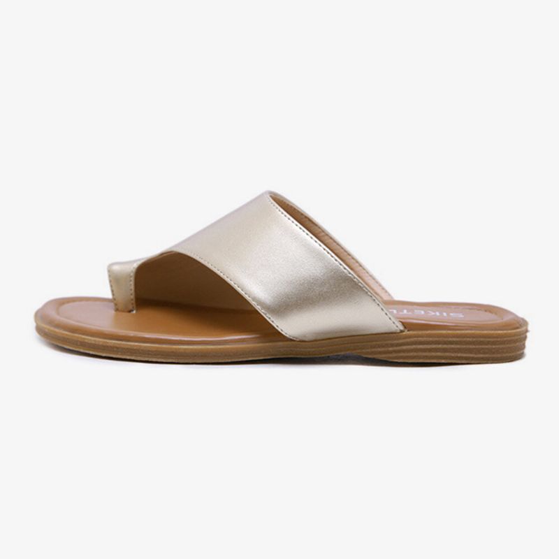 Sandalias Planas De Verano Casuales De Color Puro Con Punta De Clip Para Mujer